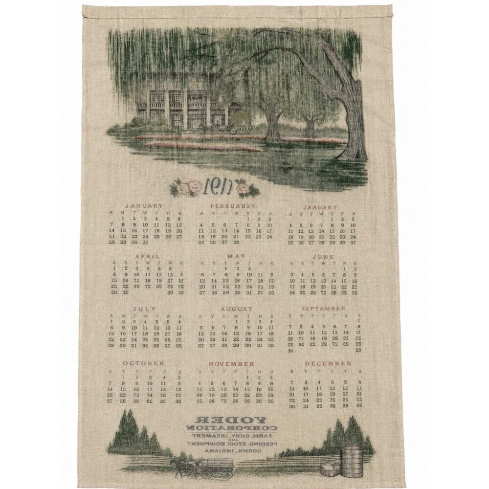 Vtg 1971 Kitchen Towel Calendar Cotton Farm Plantation Country 16.5x28